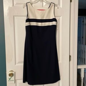 navy and white stripes dress